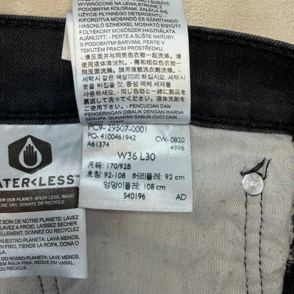 Levi's 502 Jeans Mens 36x30 Straight Leg Black Denim Pants